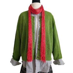 Vintage Y2K 90s Retro Sparkle Embellished Knitted Skinny Fringe Scarf